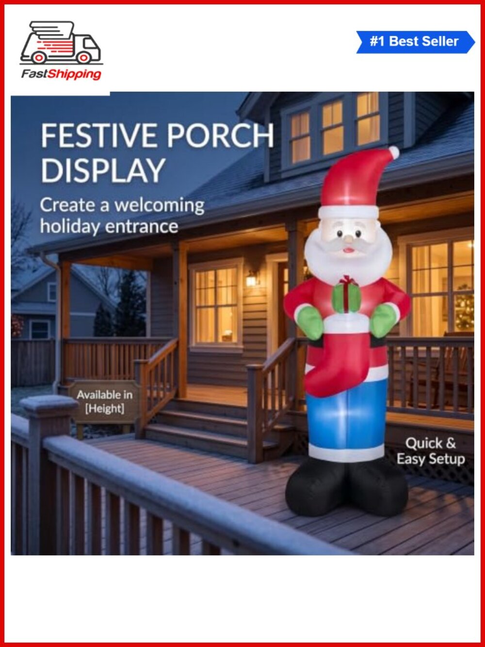 ๐
8FT Christmas Inflatable Santa Stocking LED Yard Decor - Picture 6 of 6